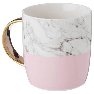 Marble Effect and Pink Monogram Mug F | Frosted Deco