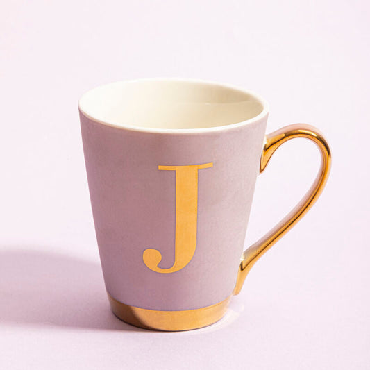 Frosted Deco Lilac Monogram Mug J