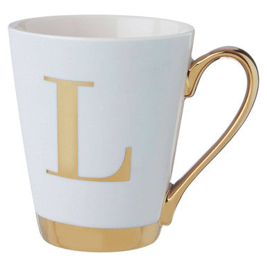 Mimo Green Frosted Deco L Letter Monogram Mug.