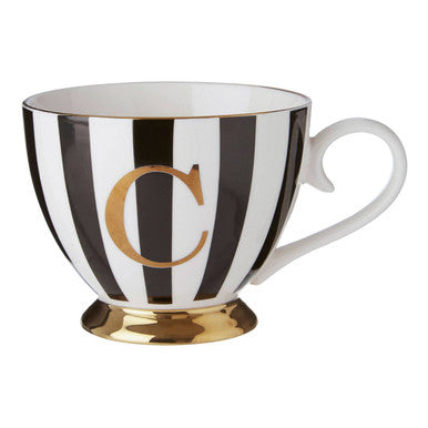 Duchess Black and White Monogram Mug with C