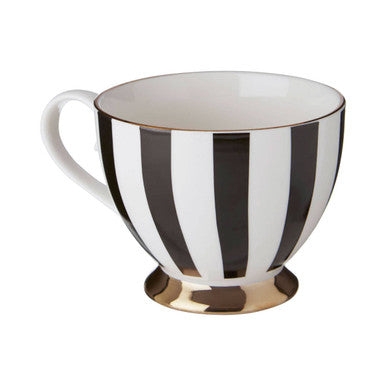 Duchess Black and White Monogram Mug with L
