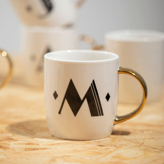 Diamond Deco White Monogram Mug, M