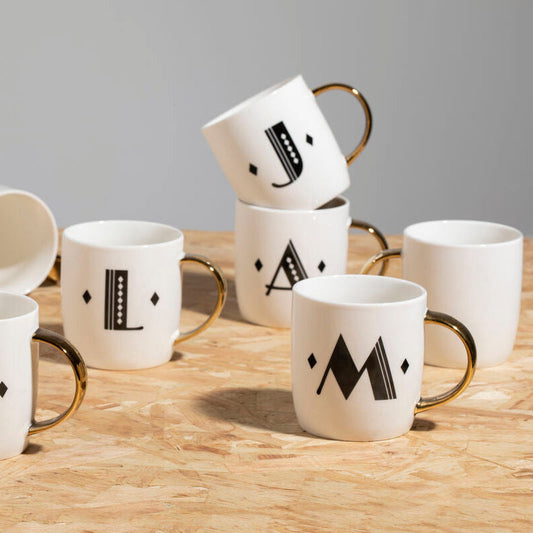 Diamond Deco White Monogram Mug S
