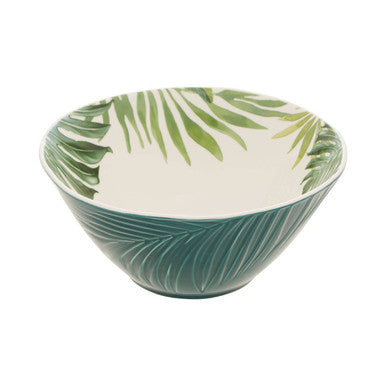 Dark Green Large Salad Bowl with Leaf Design | Bali