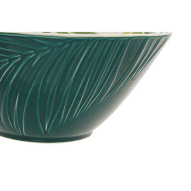 Dark Green Large Salad Bowl with Leaf Design | Bali