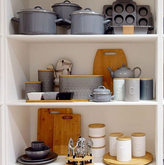 Geome Grey Bread Bin In Stoneware