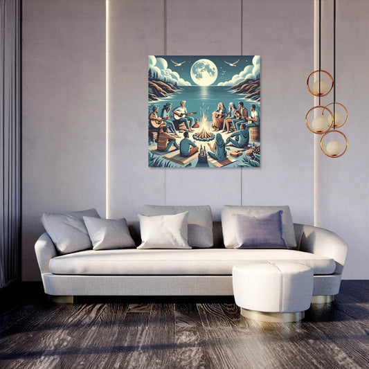 Beach Bonfire Rock Canvas