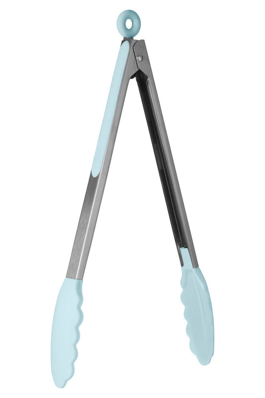 Zing Light Blue Silicone And Stainless Steel Tongs