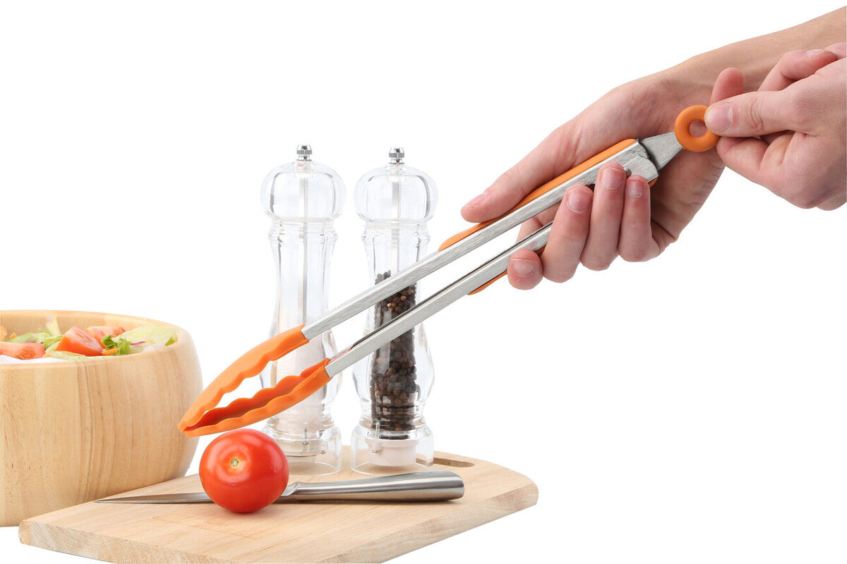 Orange Silicone And Stainless Steel Tongs | Zing