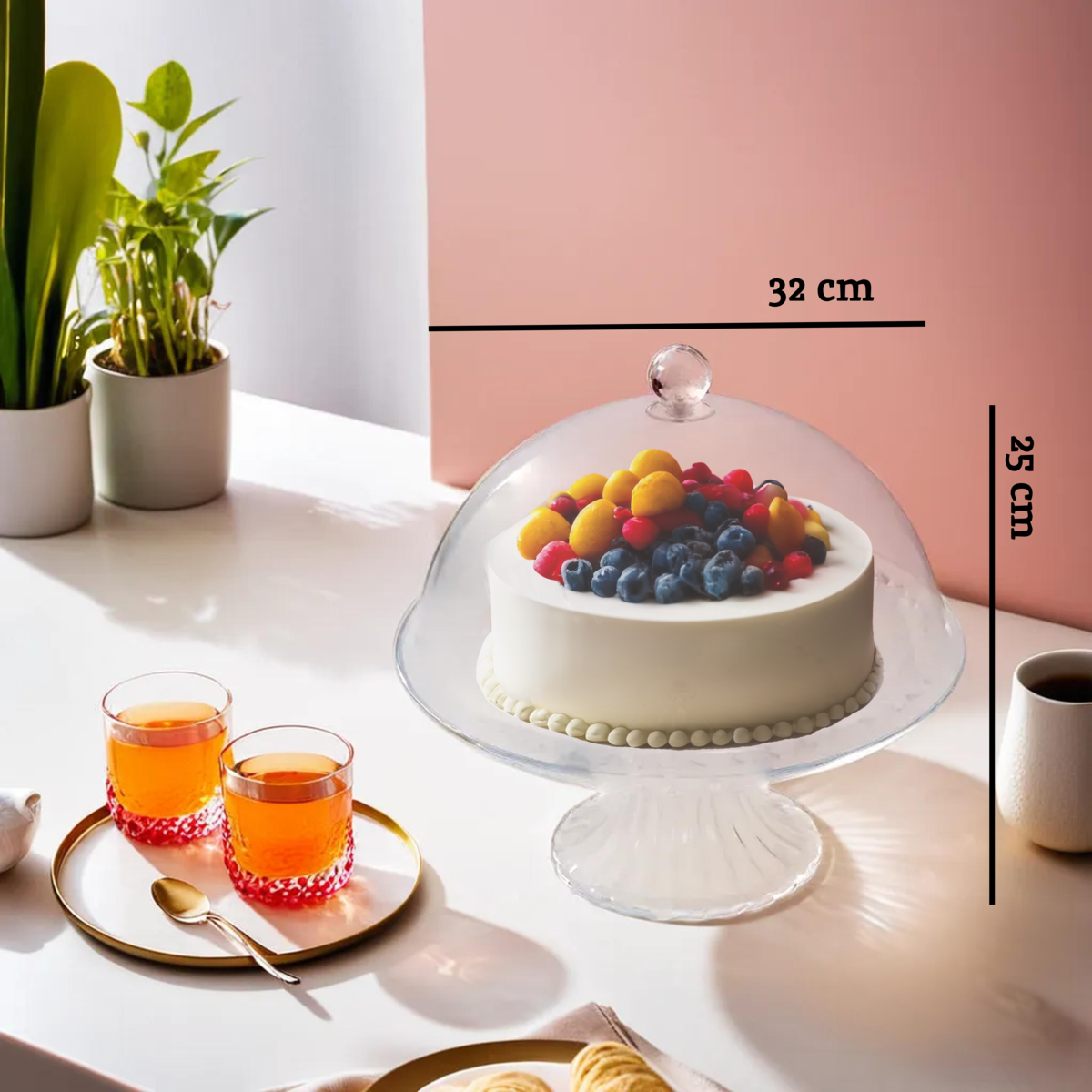 Clear Acrylic Cake Stand with Dome Lid | Faye