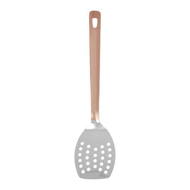 Freya Stainless Steel Slotted Turner with Copper Finish Handle