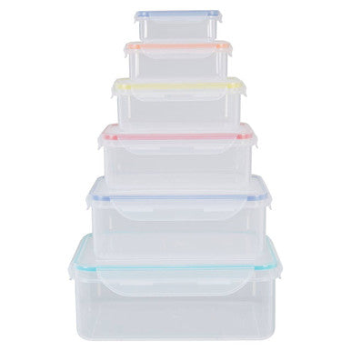 6 Piece Rectangular Food Containers with Airtight Lids | Herrela