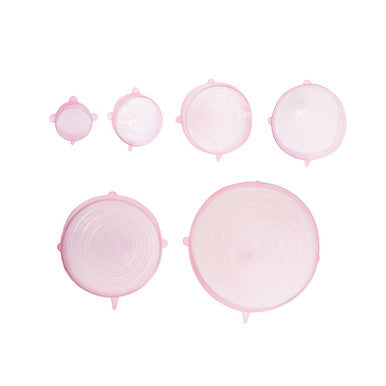 Set Of Six Pink Silicone Lids | Zing