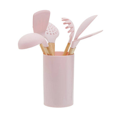 Zing 7 Piece Utensil Set In Pastel Pink