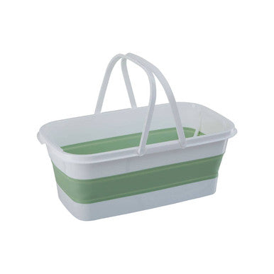 Collapsible Laundry Basket in Green and White | Averill