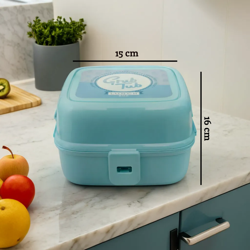 4 Compartments Mint Green Lunch Box | Grub Tub