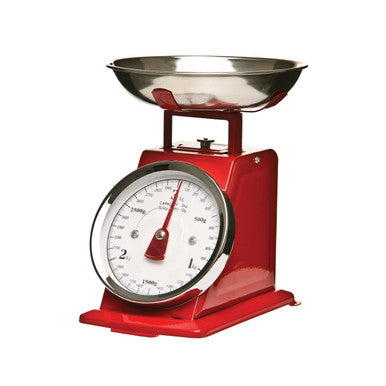 3Kg Red Retro Kitchen Scale | Olivier
