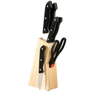 Maxime 6 Piece Knife and Scissor Set in Wooden Block
