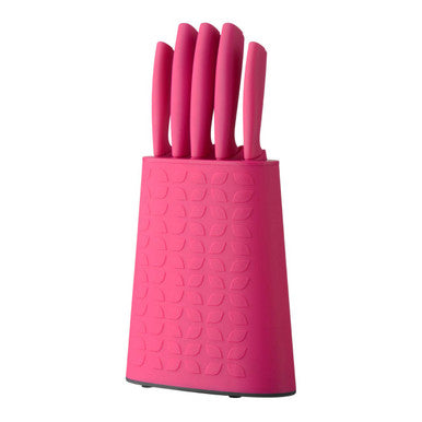 Living Colour 5Pc Hot Pink Knife Block Set