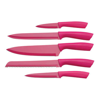 Living Colour 5Pc Hot Pink Knife Block Set