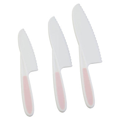 Set Of 3 Dessert Or Salad Knives In Pastel Pink | Zing