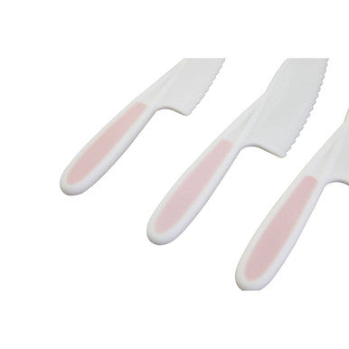 Zing Set Of 3 Dessert Or Salad Knives In Pastel Pink