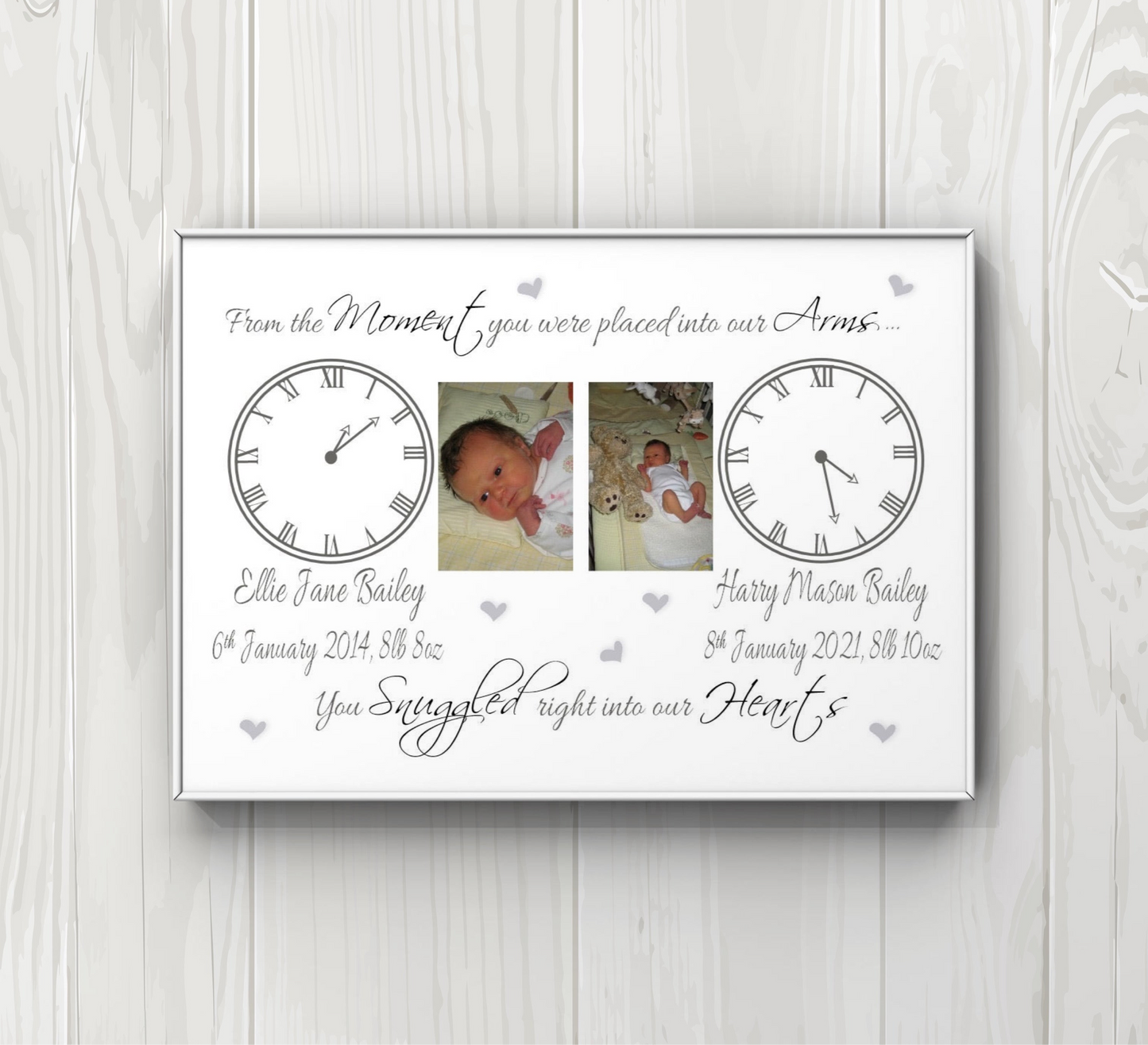 Baby A4 print UNFRAMED Snuggled right into our arms 2 Babies