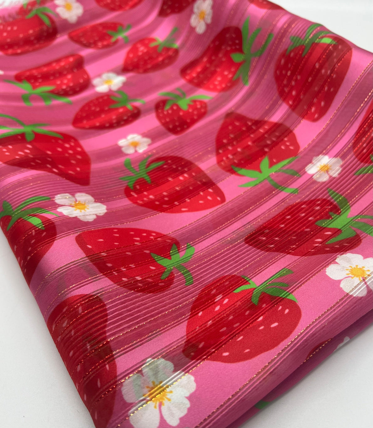 Pink Strawberry Lightweight Fabric 90GSM Non Stretch