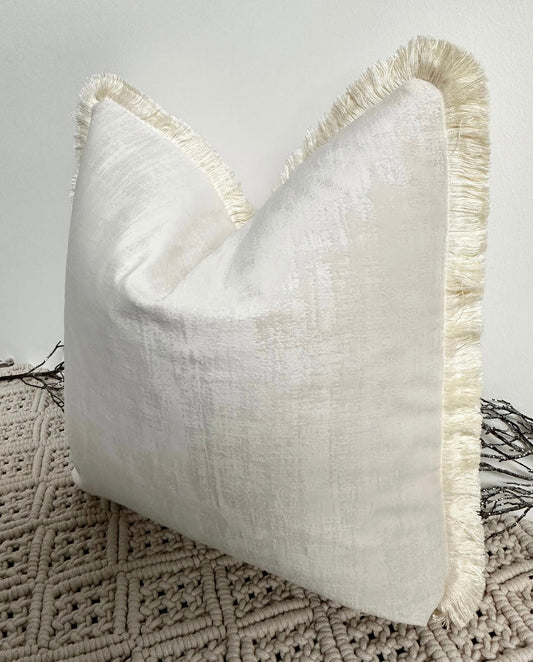 The Couture Cushion - The Fringed Ivory Dolce fringed in Ivory - Style No. 133