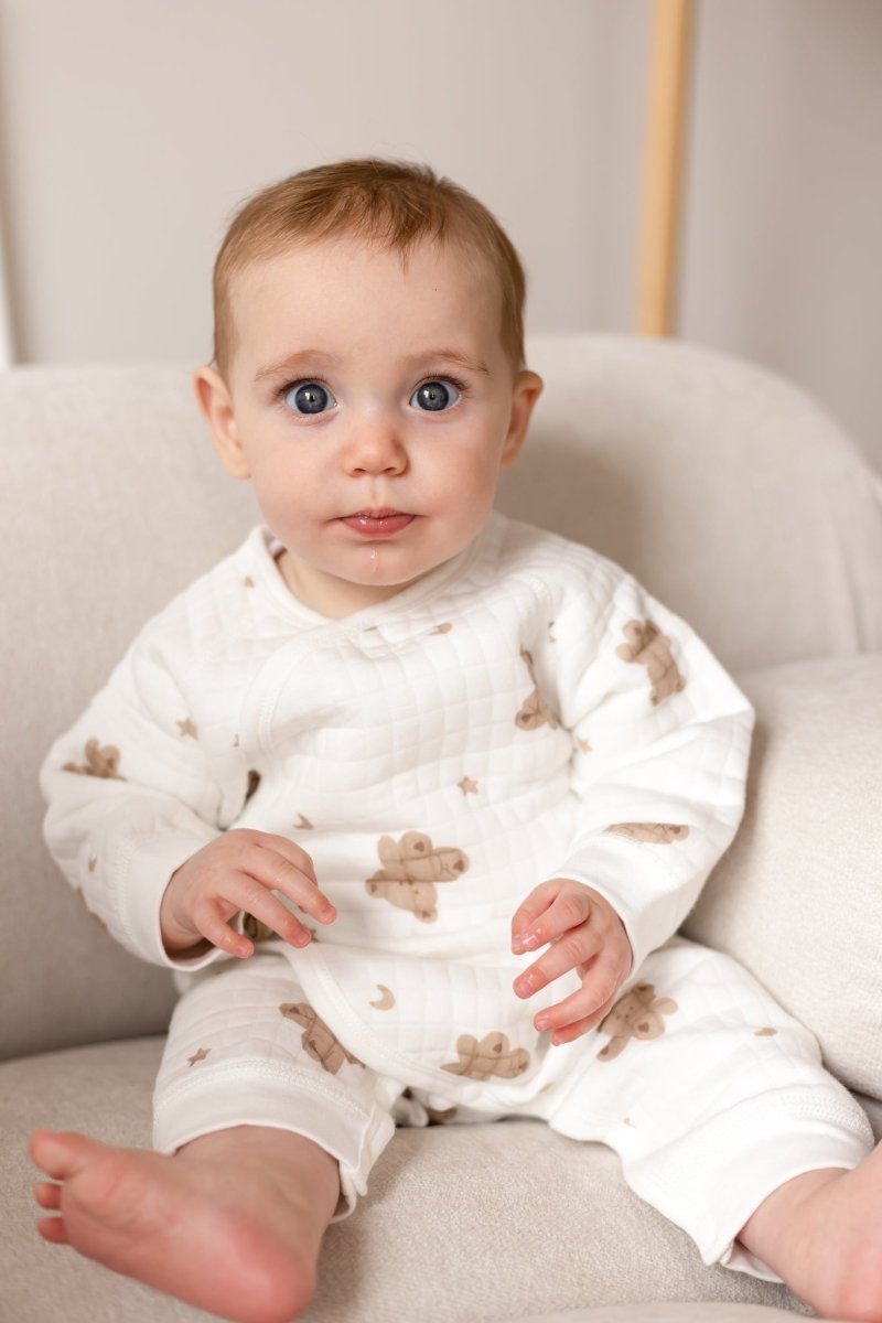 The Happy Bear Boucle Wrap Baby Grow Romper