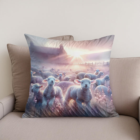 Dawn's Gentle Lambs Cotton Cushion