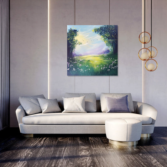 Morning Mist Meadow Canvas