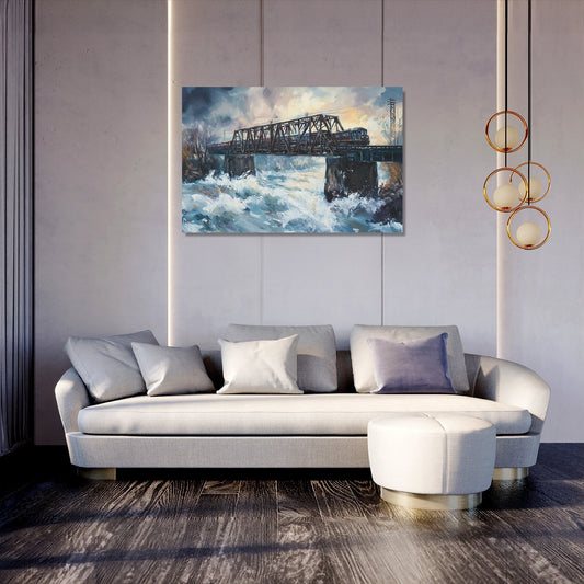 Train Over River Canvas