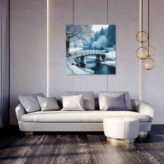 Winter Bridge Tranquility Canvas