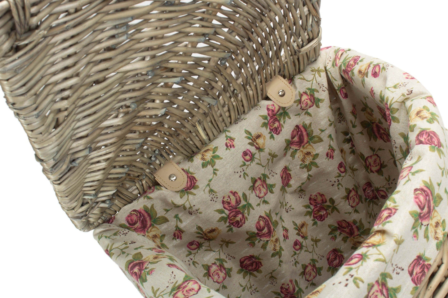 Antique Wash Willow Small Corner Linen Basket with Garden Rose Lining