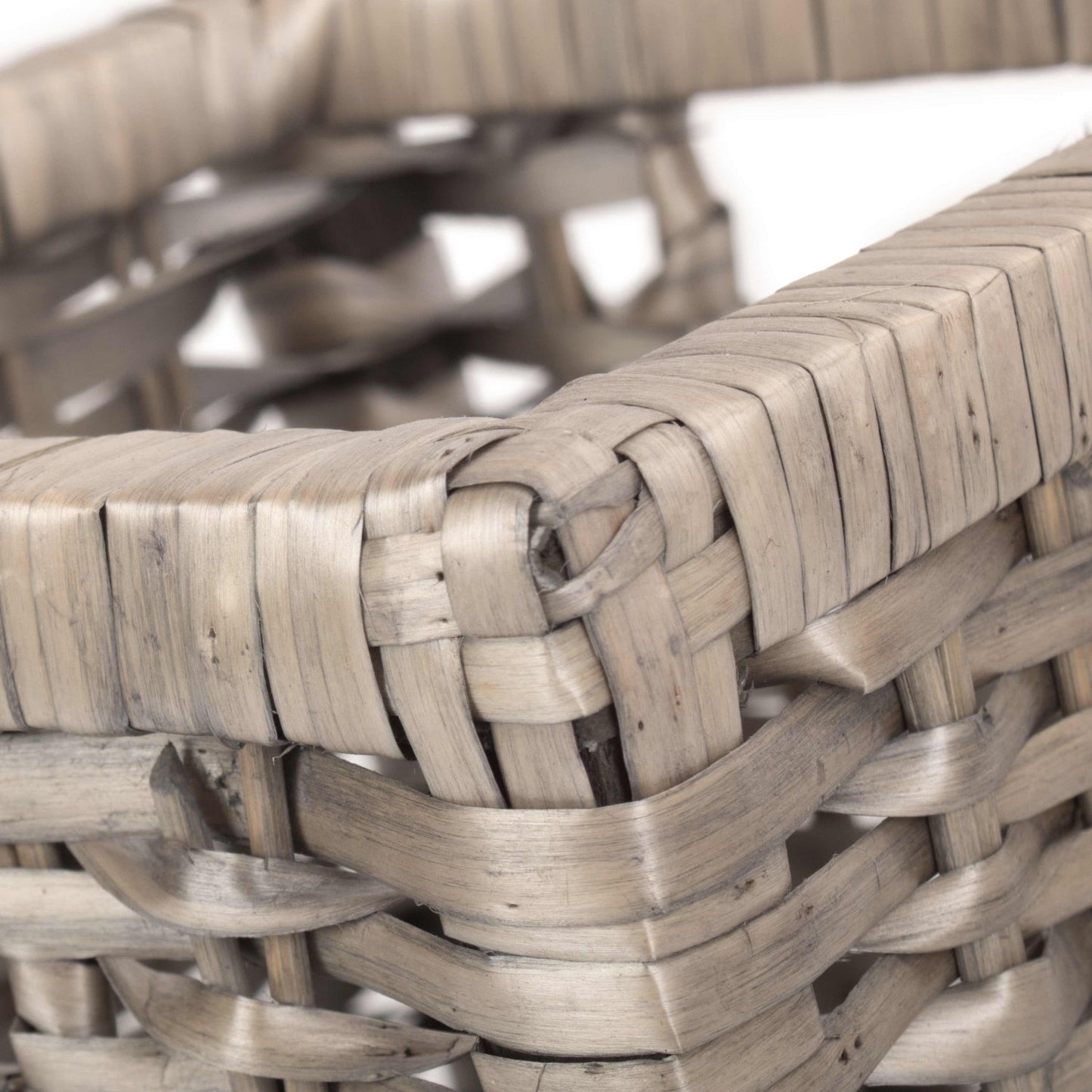 Small Wooden Framed Split Willow Storage Basket