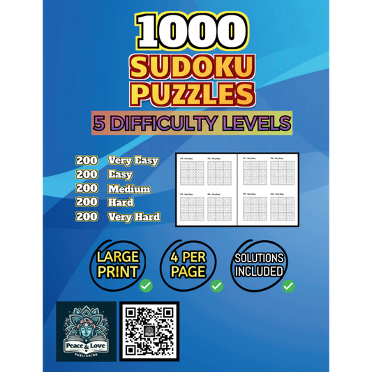 1000 Sudoku Puzzles - 5 Difficulty Levels