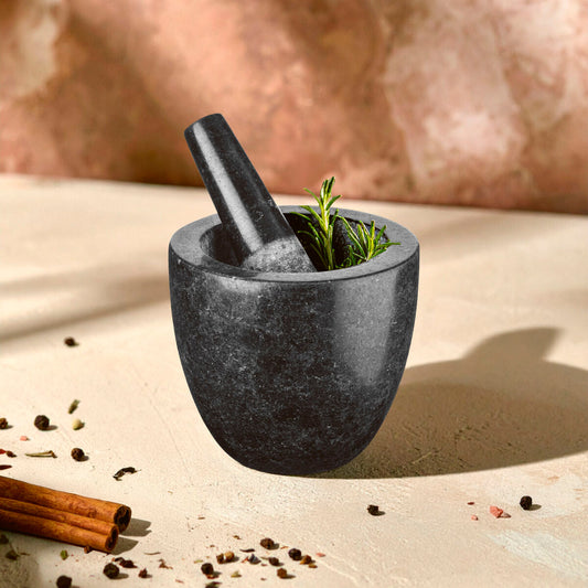 Norse Speckled Charcoal Granite Mortar and Pestle