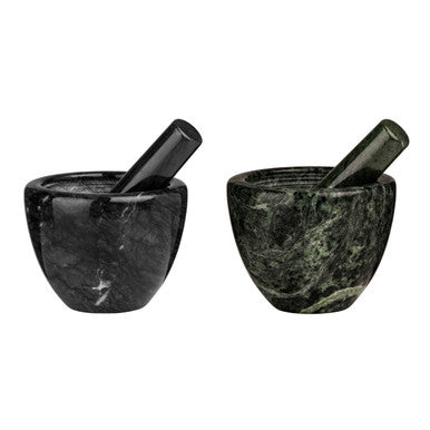 Black Marble Bowl Shaped Mortar and Pestle Set | Marmore