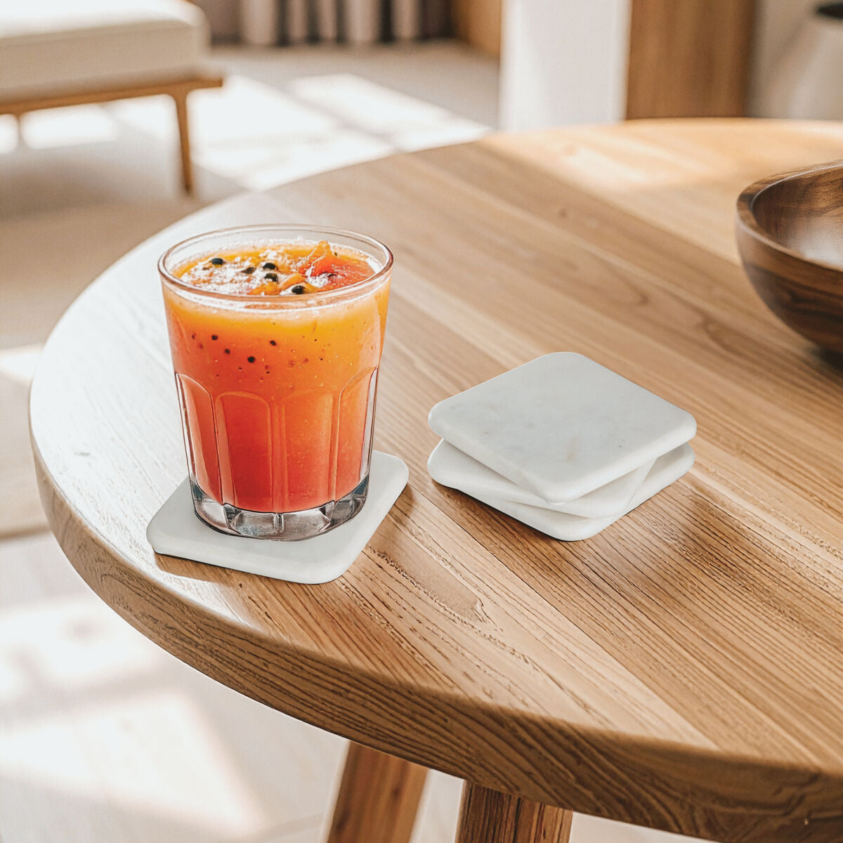 Kindia Set of 4 Off White Square Marble Coasters