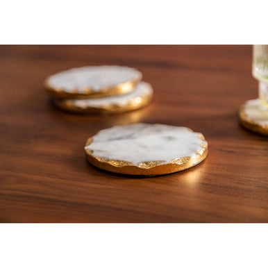 Empire Set Of 4 Round White Marble Coasters