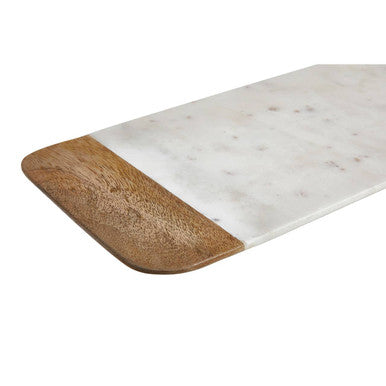 Large White Marble and Mango Wood Serving Board | Monzaro
