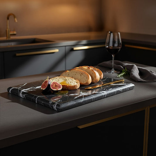 Ziarat Black And Gold Marble Chopping And Serving Board