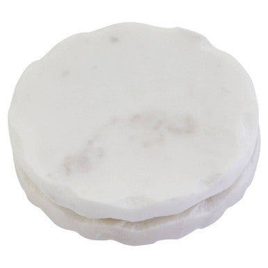 Kindia Set of Four White Marble Rustic Edge Coasters