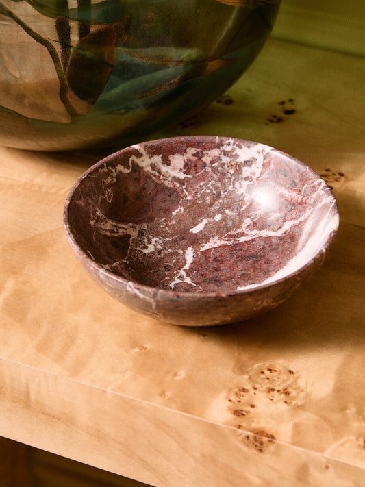 Marmore Red And White Veined Marble Bowl