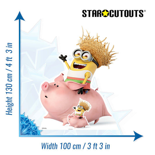 SC1038 Dave Minion riding a pig Cardboard Cut Out Height 130cm