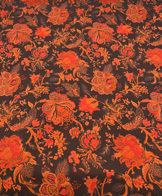 Black Red Floral Lightweight Crepe Fabric 175GSM Non Stretch