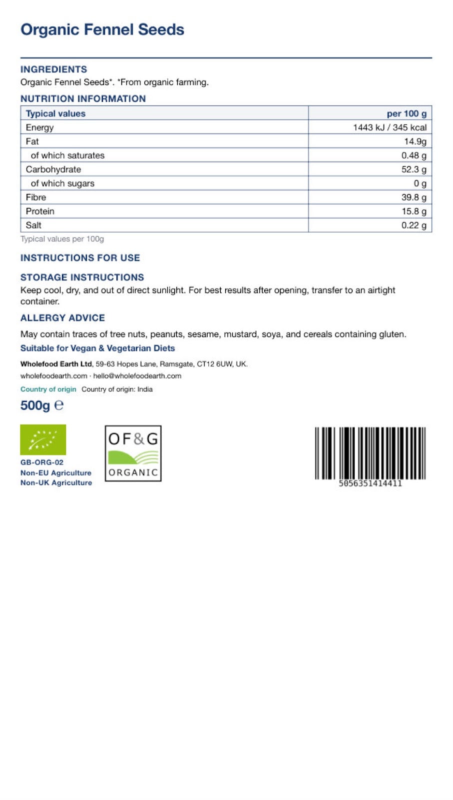 Organic Fennel Seeds
