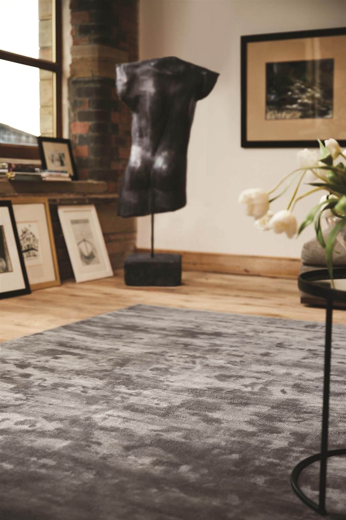 Karma Brown Solid Luxury Viscose Rug