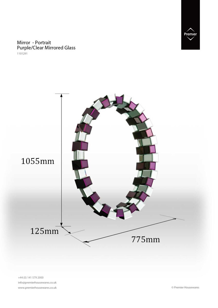 Purple Mirrored Glass Wall Mirror | Carlotta